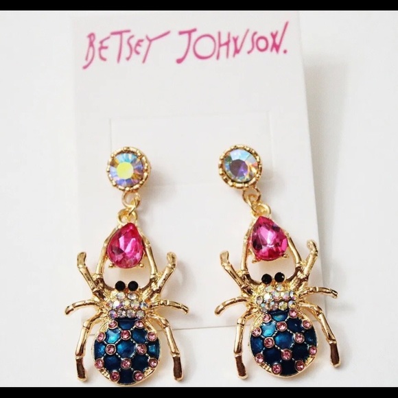 Cool looking  Betsey Johnson Halloween Spider Drop Earrings - Picture 1 of 2